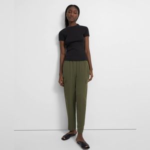 Theory Women's Silk Utility Pull-On Ankle Length Cargo Pants Bonsai color size S